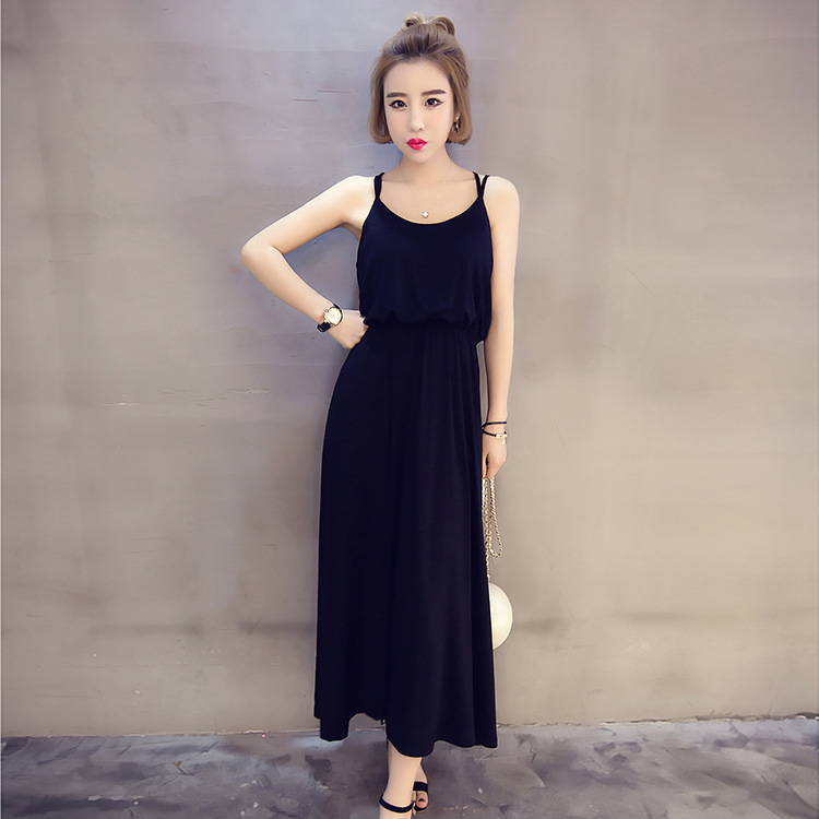 2016夏季新品韓版修身長款莫代爾棉吊帶打底裙連衣裙長裙女L410工廠,批發,進口,代購