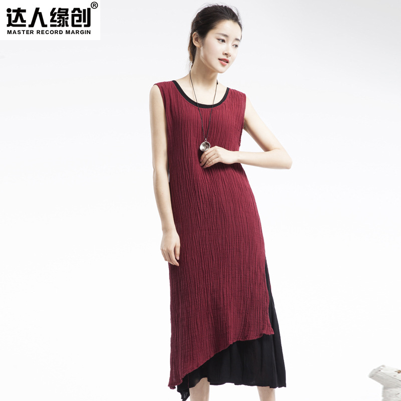 2016春夏女裝新品工廠批發純麻原創文藝簡約女式棉麻背心裙連衣裙工廠,批發,進口,代購