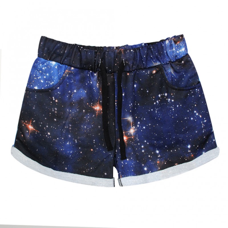 爆款時尚星空短褲 品質數位印花運動褲 速賣通熱賣款星空星際藍工廠,批發,進口,代購