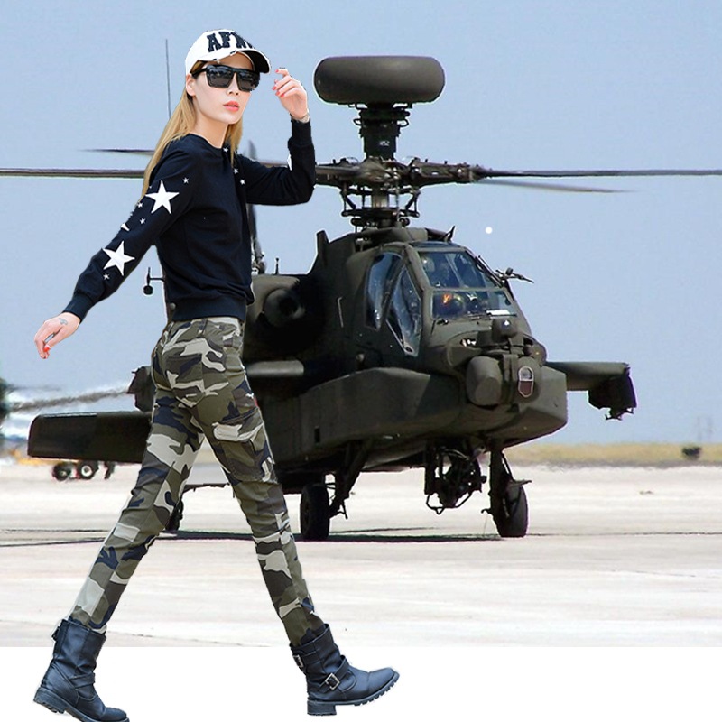 廠傢直銷迷彩褲女2016春季戶外多口袋休閒長褲韓版修身軍裝小腳褲工廠,批發,進口,代購