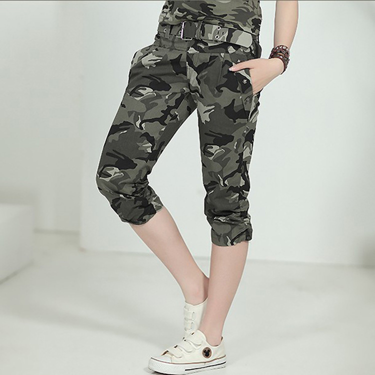 優質供應全棉拉鏈款水兵舞迷彩中褲 K1217#韓版修身女式中褲工廠,批發,進口,代購