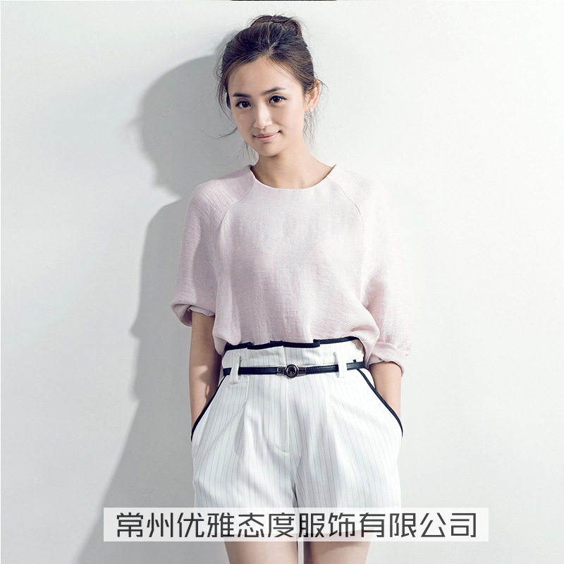 優雅態度女褲2016夏裝新款休閒褲時尚條紋褲子 通勤ol短褲潮批發工廠,批發,進口,代購