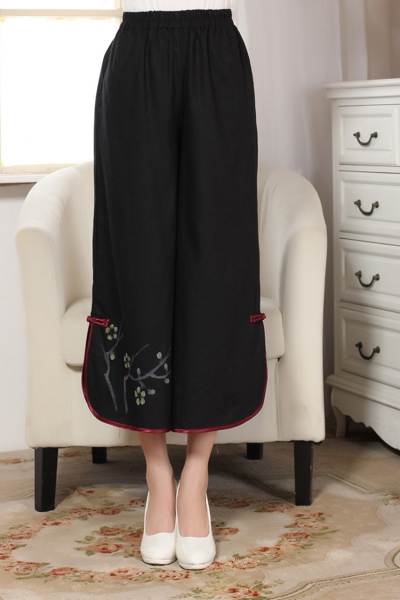 唐裝女褲 女士唐裝褲子 古裝漢服闊腿褲民族風女裝 P0012-A工廠,批發,進口,代購