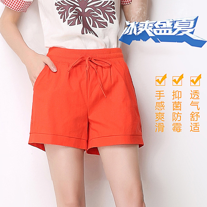2016新款韓版高腰直筒棉麻料夏休閒褲女熱褲寬松大碼短褲薄款潮流工廠,批發,進口,代購
