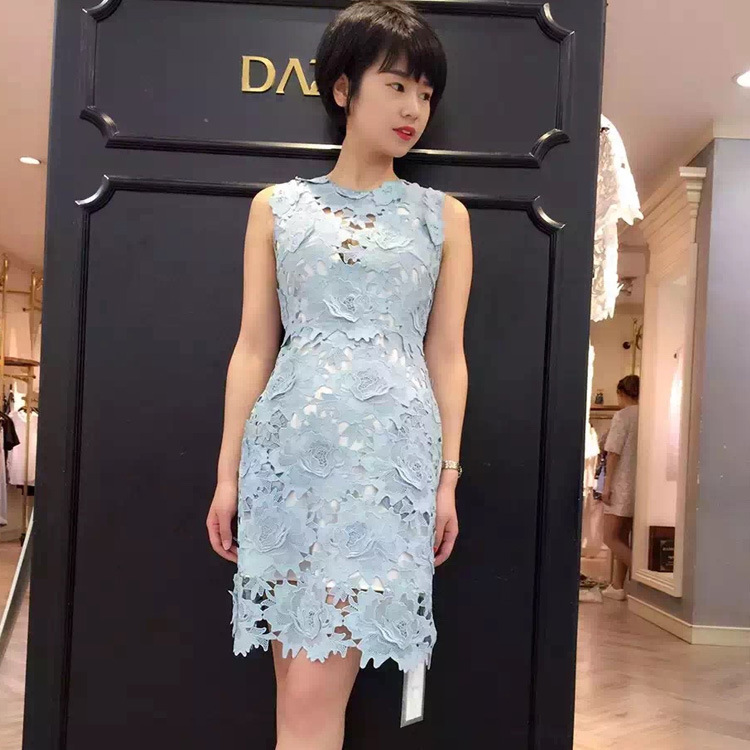 高端定製夏裝時尚修身鏤空蕾絲繡花潮拼接A字女裝連衣裙2M2O360工廠,批發,進口,代購