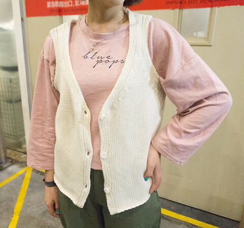 2016春季韓版新款單排三粒扣百搭背心馬夾毛衣工廠,批發,進口,代購