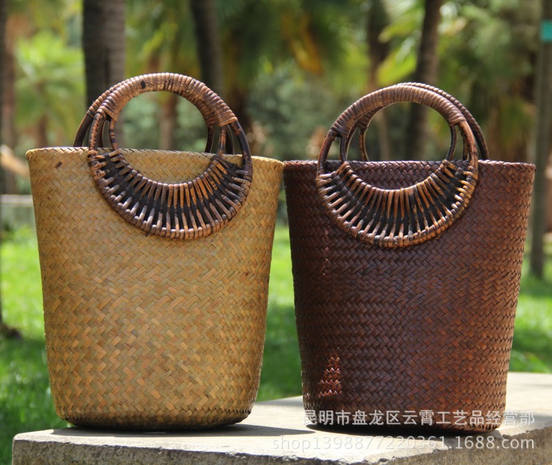 原創 女包 泰國手工藤編包 草編包 休閒度假沙灘包 竹編手提包工廠,批發,進口,代購