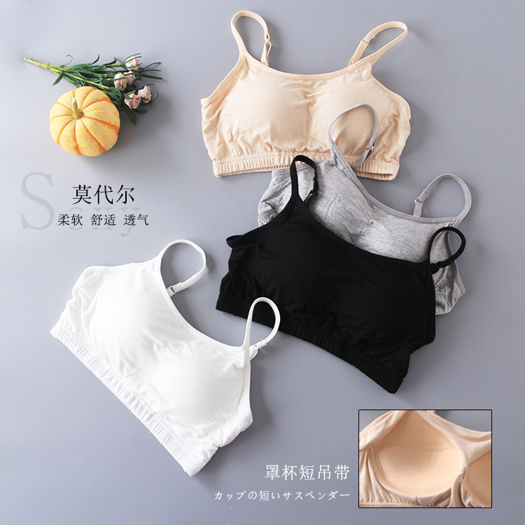 良品2016莫代爾吊帶胸墊一體短款小吊帶 瑜伽半背衫 大碼BRA 6557工廠,批發,進口,代購