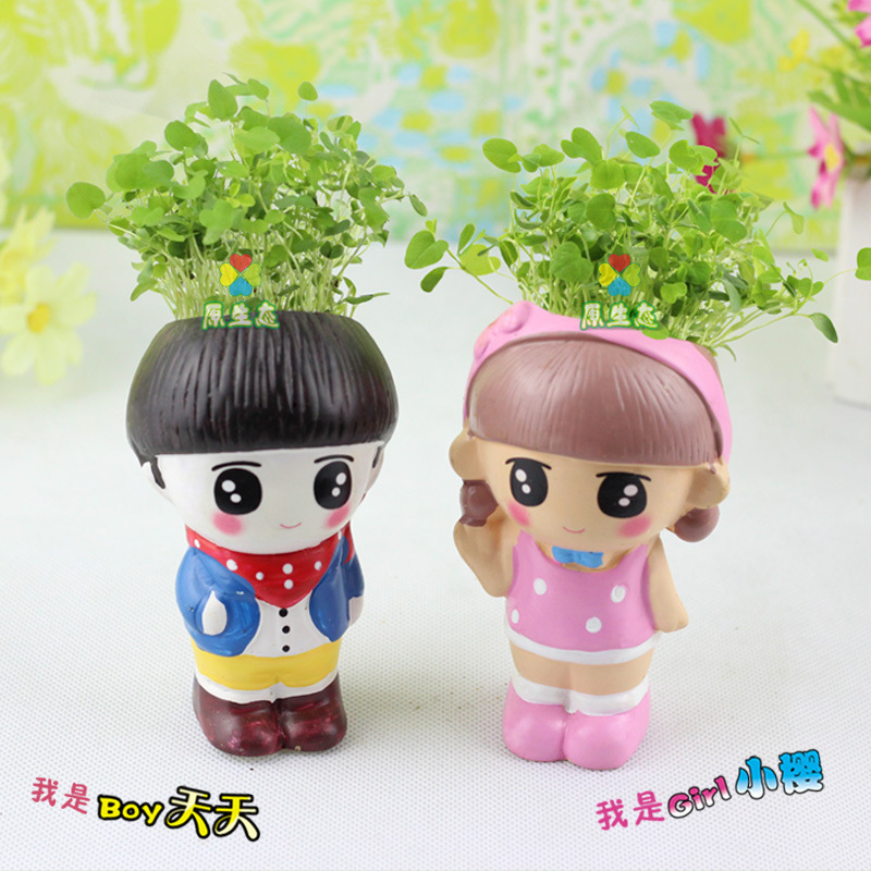可愛 （天天小櫻） 創意禮品 迷你植物盆栽工藝品 淘氣郎青草種植工廠,批發,進口,代購