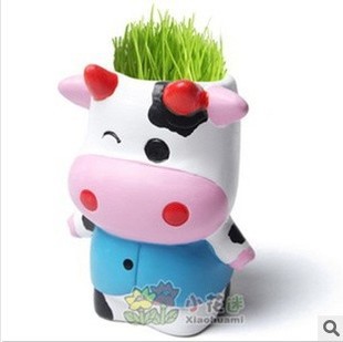 牛牛牧場迷你盆栽批發 DIY陶瓷魔草娃娃奶牛盆景工廠,批發,進口,代購