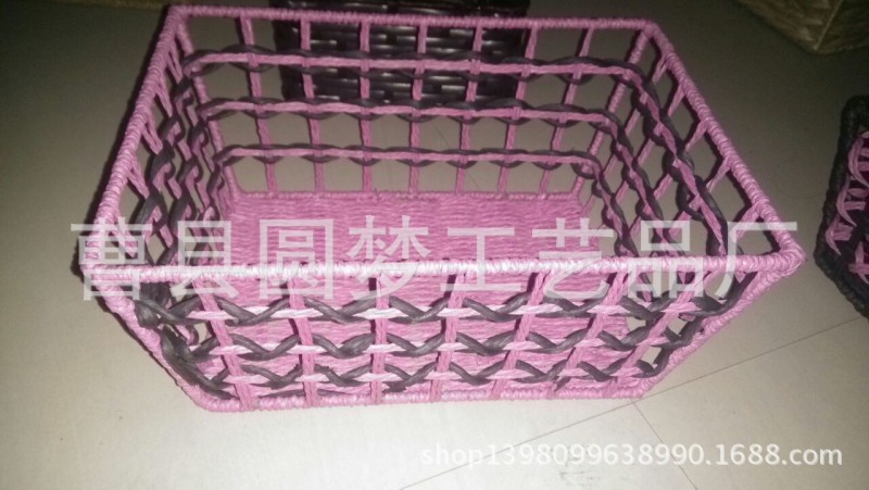 草編 工藝品 綠草繩合紙繩編製 加工定做各種尺寸收納筐收納籃工廠,批發,進口,代購