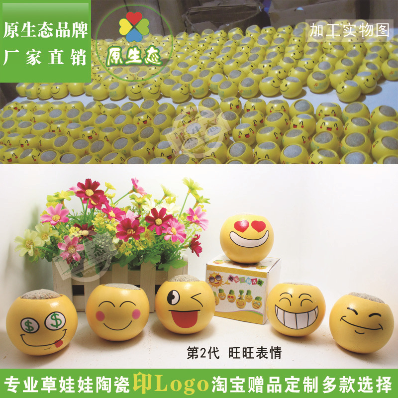 迷你創意植物炫酷QQ表情長草頭娃娃 防輻射小禮品種植電腦桌擺飾工廠,批發,進口,代購