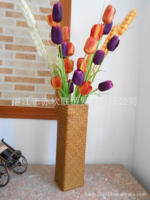 2629民間編織簡約落地插花瓶 傢居店鋪裝飾藤草植物編織花瓶工廠,批發,進口,代購