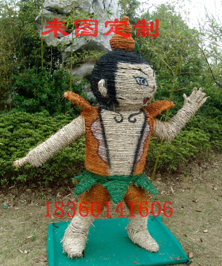 定製稻草人工藝品 遊樂園 公園農傢樂田間定做卡通稻草人葫蘆娃工廠,批發,進口,代購