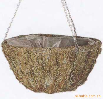 供應園藝草編吊籃 花園草編吊籃 草編製品 草編籃 草編工藝工廠,批發,進口,代購