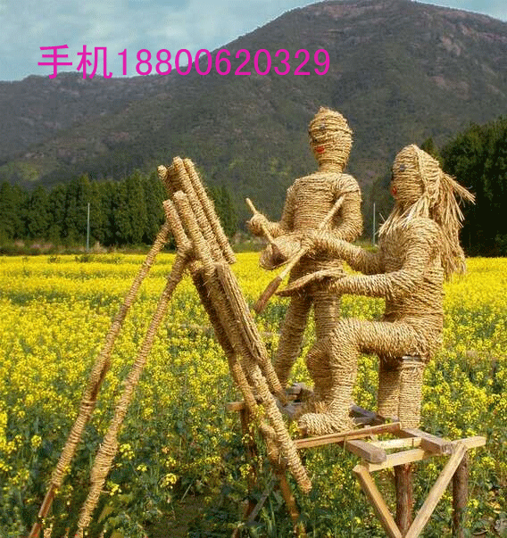 卡通稻草人訂做大棚草簾稻草人來圖定做稻草工藝品動物草垛草氈子工廠,批發,進口,代購