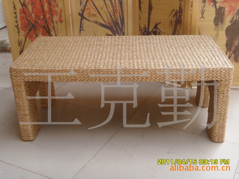 HB-029S/1蒲草直腿大號茶幾手工編織各款式大小蒲草茶幾 方桌等工廠,批發,進口,代購