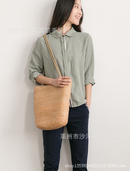 廠傢直銷森系簡約草編包沙灘包女 夏季時尚熱銷網絡紅人款 長帶工廠,批發,進口,代購