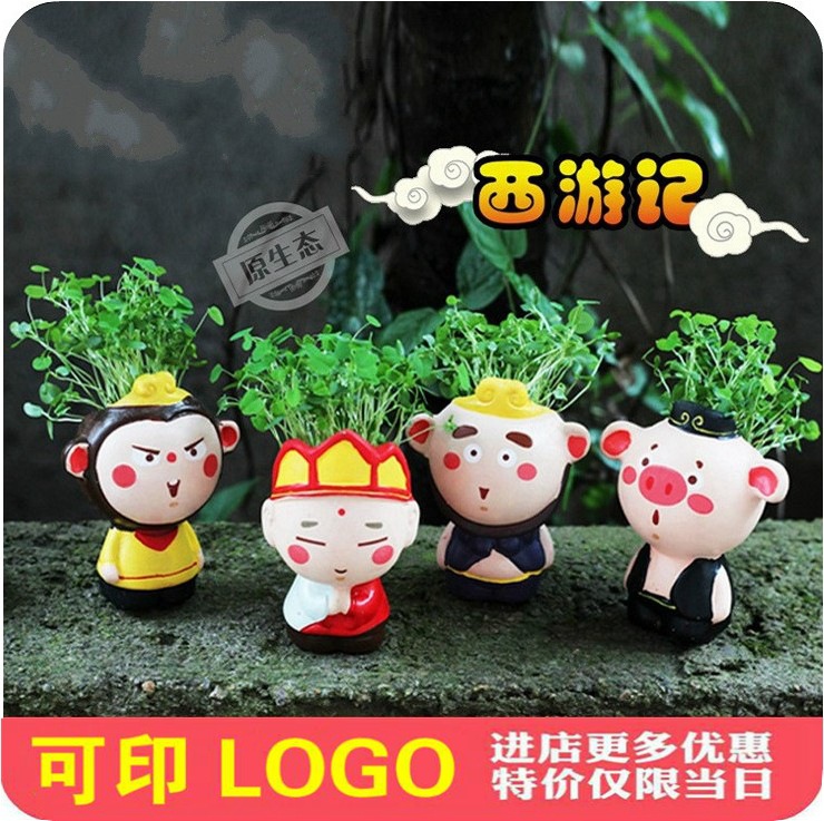 桌麵創意迷你植物綠植盆栽草頭娃娃辦公室創意禮品長草娃娃批發工廠,批發,進口,代購