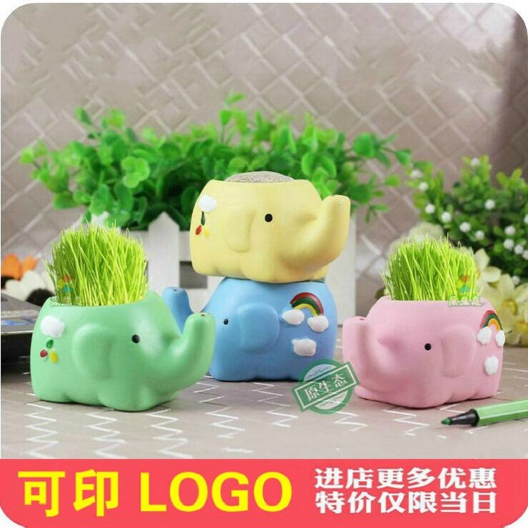 桌麵創意迷你植物綠植小盆栽辦公室草頭娃娃創意禮品diy長草娃娃工廠,批發,進口,代購