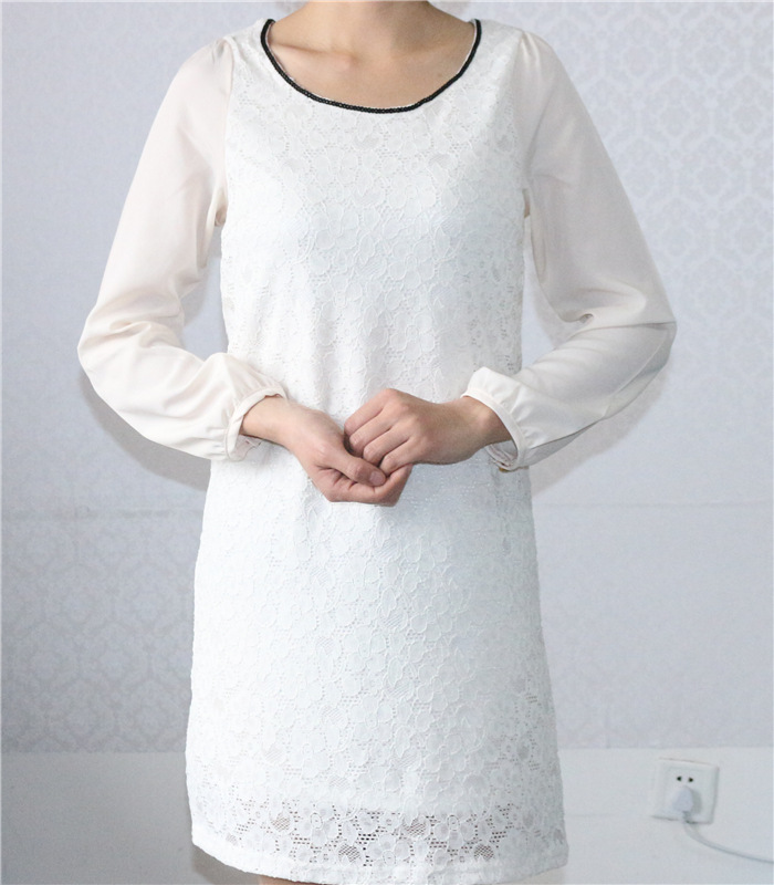 出口日本原單甜美長袖蕾絲修身連衣裙支持一件代發批發・進口・工廠・代買・代購