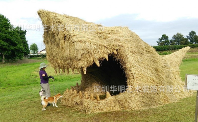 草編藝術乾稻草稻草人工藝品雕塑稻草人定做製作動物卡通人物工廠,批發,進口,代購