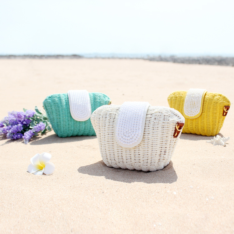 廠傢直銷新款可愛珍珠貝殼草編包包藤編包編織女包沙灘包一件代發批發・進口・工廠・代買・代購
