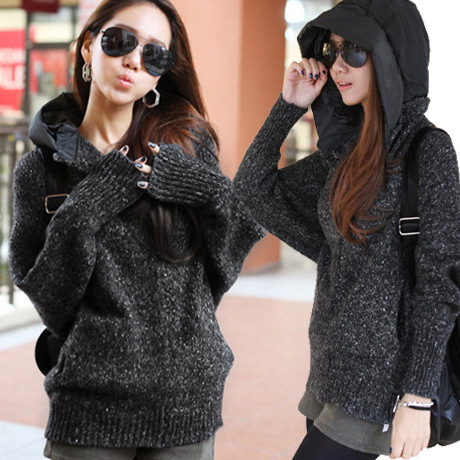 2014韓國東大門新款蝙蝠毛衣女韓版寬松粗毛線女裝帶帽顯瘦外套工廠,批發,進口,代購