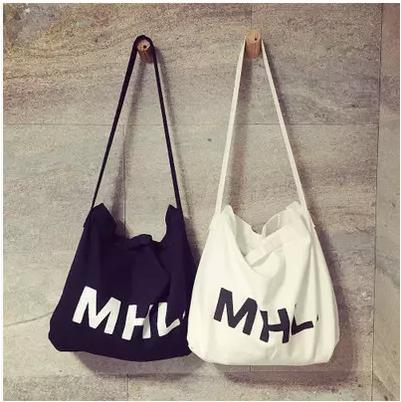 2015韓國復古單肩包字母MHL佈袋牛仔佈環保袋購物袋手提袋女包批發・進口・工廠・代買・代購