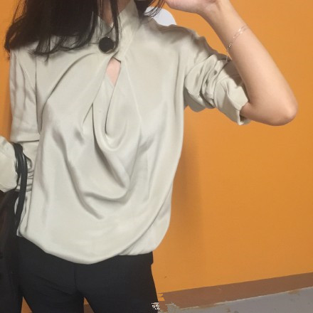 16春夏ce11ne 香檳色 大圓金扣寬松oversize立領襯衫 氣質上衣工廠,批發,進口,代購
