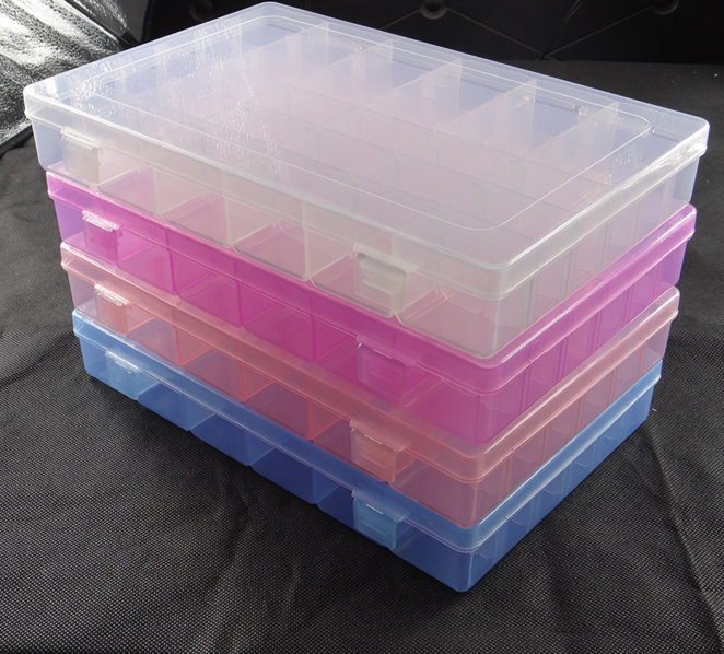 單層大號36格自由組合四種顏色（女孩子必備品）透明塑料首飾盒C4批發・進口・工廠・代買・代購