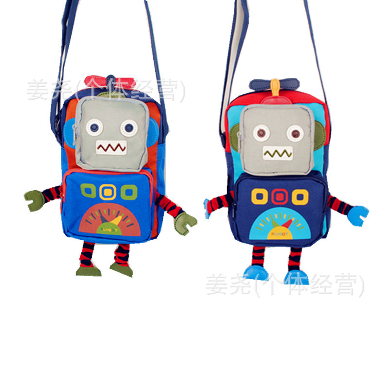 新款韓版卡通機器人兒童書包 幼兒園書包 兒童單肩包 斜挎包批發・進口・工廠・代買・代購