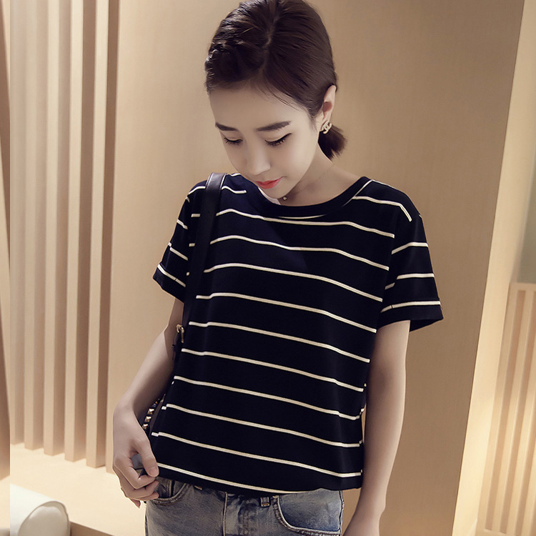 2016夏裝新款 韓版短袖條紋T恤女 體恤打底衫女批發・進口・工廠・代買・代購