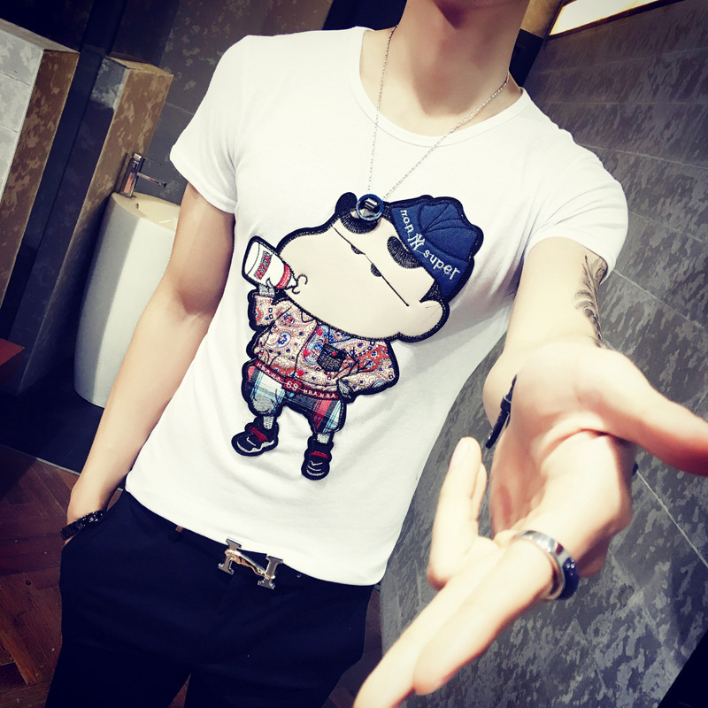 2016夏季韓版潮男士圓領短袖T恤學生修身打底衫半袖體恤工廠,批發,進口,代購