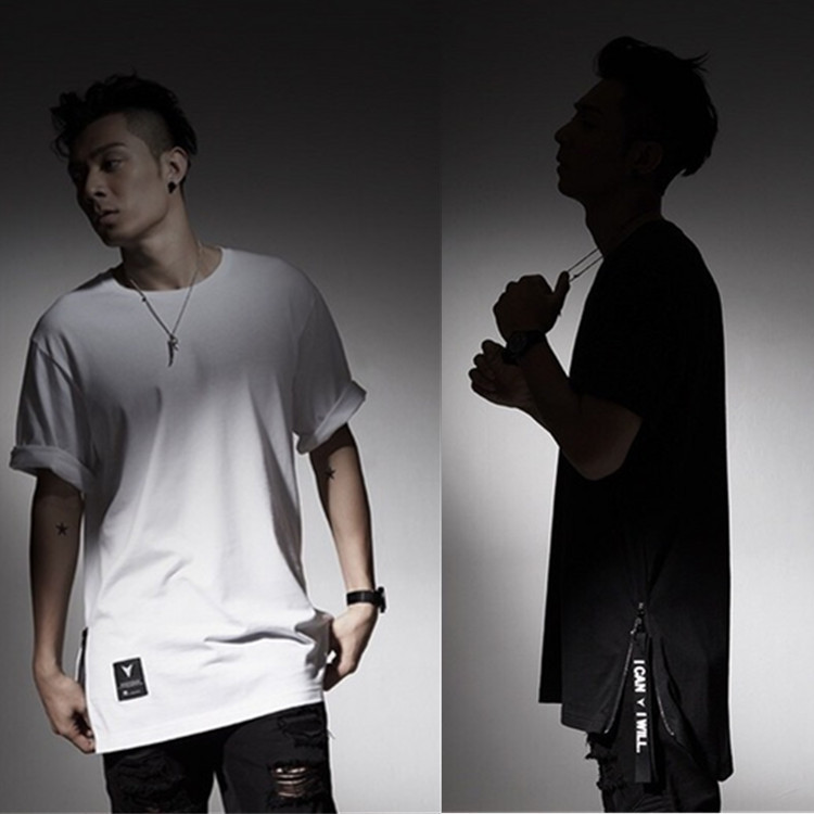 2016周柏豪XPX香港街頭潮男裝新式拉鏈男士純色休閒不規則短袖T恤工廠,批發,進口,代購