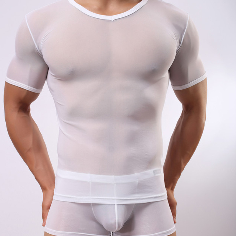 2015新款男士緊身性感 網紗透明短袖T恤 男式性感舒適短袖T恤E670批發・進口・工廠・代買・代購