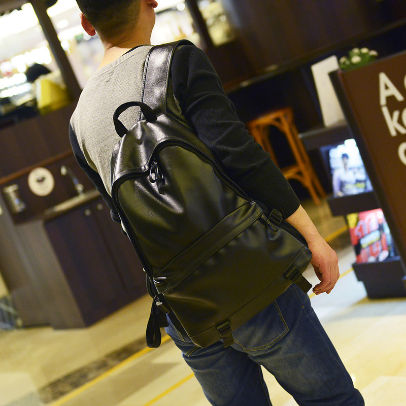 新款pu皮男士雙肩包 韓版潮休閒電腦背包學生書包時尚旅行包批發工廠,批發,進口,代購