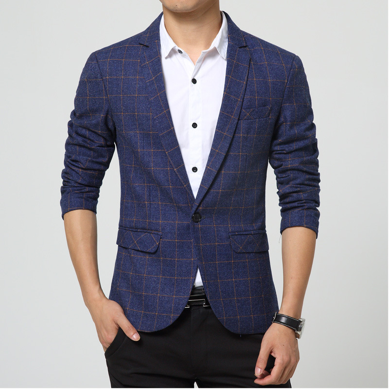 2015春秋新款韓版修身格子小西裝 男士西服外套 時尚休閒西裝男工廠,批發,進口,代購