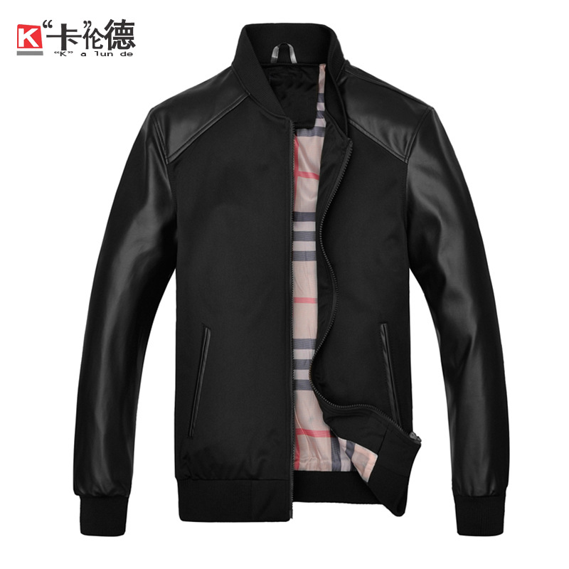 韓版男裝2016春秋裝男士修身PU皮夾克薄款茄克衫外套一件代發工廠,批發,進口,代購