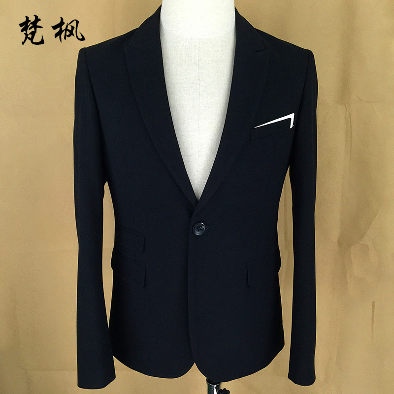 韓版男士修身小西裝2016新品上市單排一粒扣外套西服純色休閒男裝工廠,批發,進口,代購