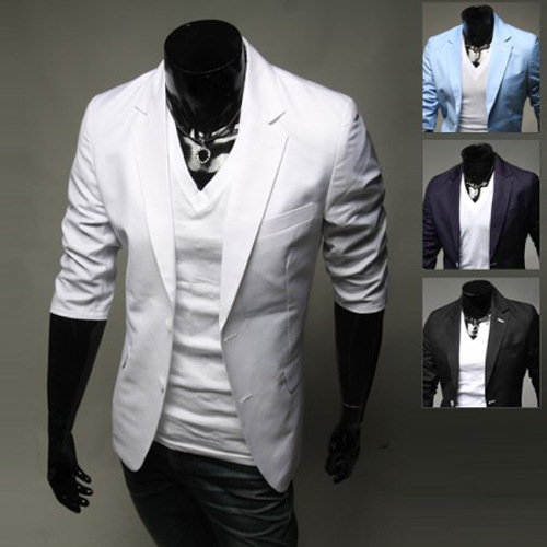 外貿速賣通 2015春夏新款男士兩粒扣西服 七分袖韓版修身純色西裝工廠,批發,進口,代購