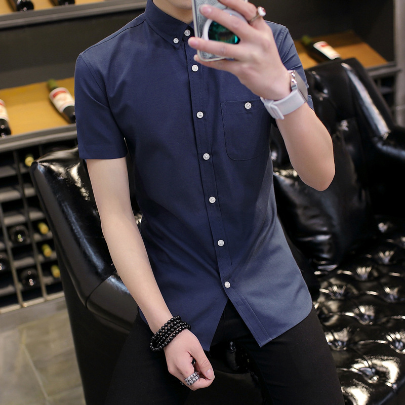 2016年爆款男裝韓版短袖襯衫 夏季新款修身百搭男式襯衣廠傢直銷工廠,批發,進口,代購