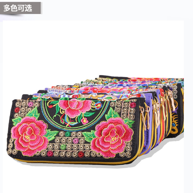 特色復古民族風繡花錢包 女士長款拉鏈錢夾手拿包多卡位92005工廠,批發,進口,代購