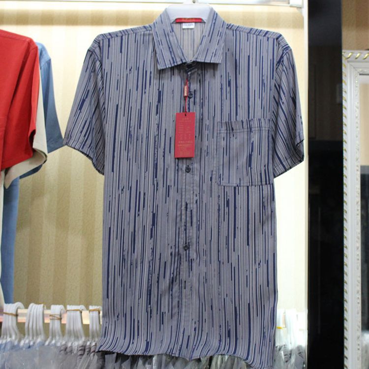 杭州絲綢 真絲絹紡桑蠶絲磨砂男式短袖襯衫 夏裝 爸爸裝工廠,批發,進口,代購