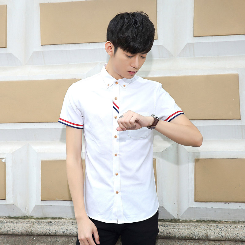2016夏季新款男式韓版休閒短袖襯衫潮流修身青年短袖襯衫一件代發工廠,批發,進口,代購