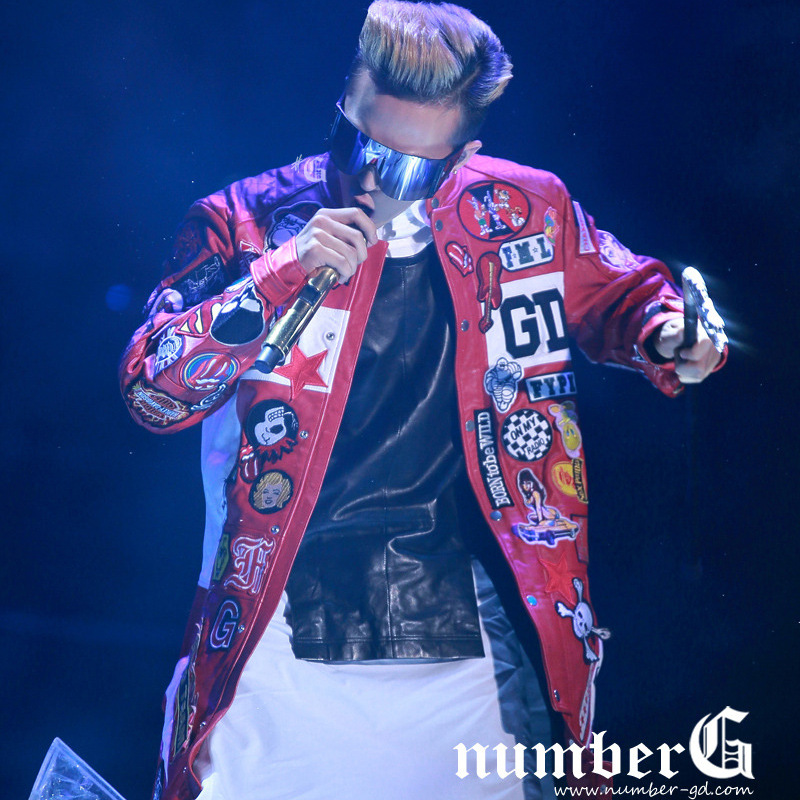 bigbang權志龍GD演唱會《one of a kind》同款大紅色佈貼連身皮衣工廠,批發,進口,代購