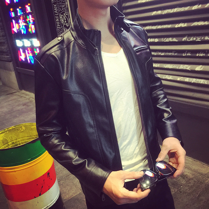 秋冬新款男士皮衣韓版修身短款PU皮皮夾克機車潮流男裝皮衣外套工廠,批發,進口,代購