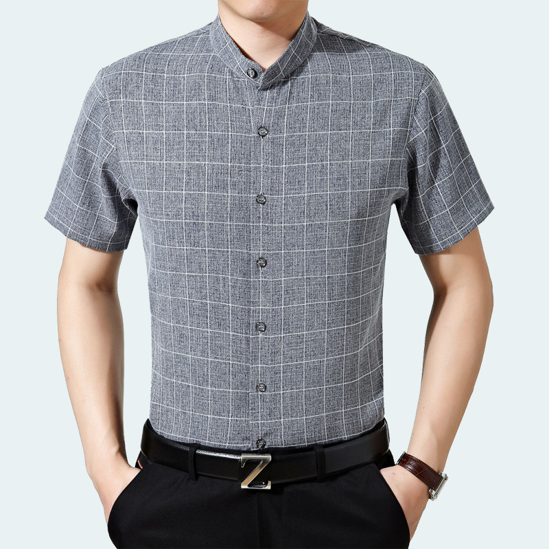 2016夏季新品短袖襯衫男士格子商務襯衫中年男裝一件代發工廠,批發,進口,代購