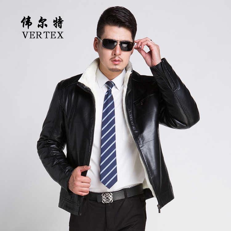 2015秋季新款男皮衣立領拉鏈休閒皮衣男皮毛一體男士皮衣外套爆款工廠,批發,進口,代購