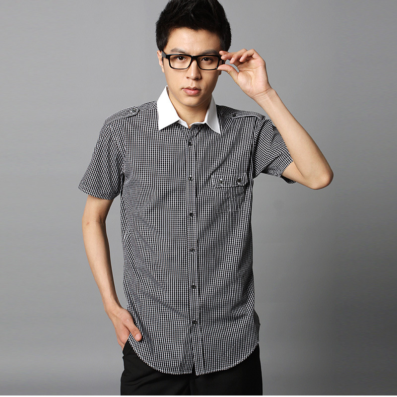 2014品牌剪標男裝襯衫 韓版夏季短袖襯衫一件代理批發品牌庫存工廠,批發,進口,代購